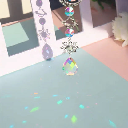 3 Styles Crystal Wind Chime Moon Sun Catcher Diamond Prisms Pendant Dream Catcher Rainbow Chaser Hanging Drop Home Garden Decor Windchime