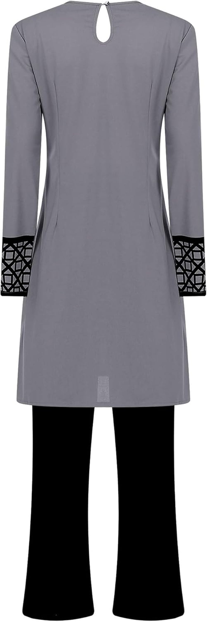 Womens Muslim Abaya 2-Piece Suits Long Sleeve Robe with Pants Outfit Islamic Prayer Clothes Sets