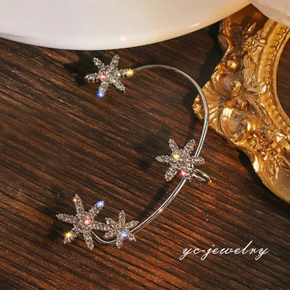 Shining Zircon Snowflake Ear Cuff for Women Non Piercing hanging ears Ear Clips Diamond Ear Hook Party Wedding Jewelry Gifts