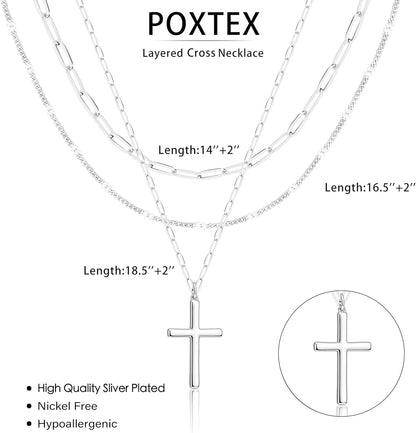 Layered Gold Necklaces for Women, Stackable Dainty 14K Gold Silver Plated Trendy Simple Heart Diamond Cross Bow Circle Pendant Paperclip Choker Dot Chain Necklace,Jewelry Set Gifts for Women