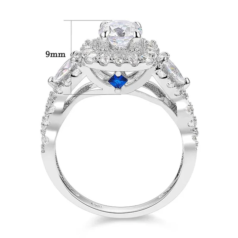 Newshe 1.5 Carats AAAAA Cubic Zircoina Wedding Engagement Ring Sets for Women Jewelry Gift 925 Sterling Silver Sz 4.5-13