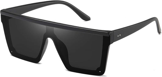 Square Sunglasses for Women Men Fashion Big Frame Flat Top Sun Glasses Mirror Lens