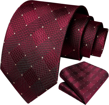 Ties for Men Silk Extra Long Tie and Pocket Square Classic Plaid Checkered 63 Inches Men'S Neckties Business