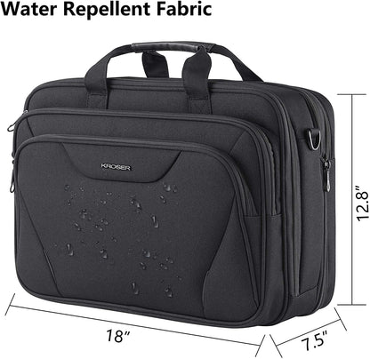 Laptop Bag Premium Laptop Briefcase Fits up to 17.3 Inch Laptop Expandable Water-Repellent Shoulder Messenger Bag Computer Bag for Travel/Business/Men/Women-Black
