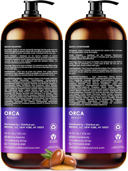 Biotin Shampoo and Conditioner for Women and Men - Volumizing Shampoo and Conditioner Set to Help Boost Thinning Hair - Hydrating, Nourishing Hair Loss Shampoo and Conditioner