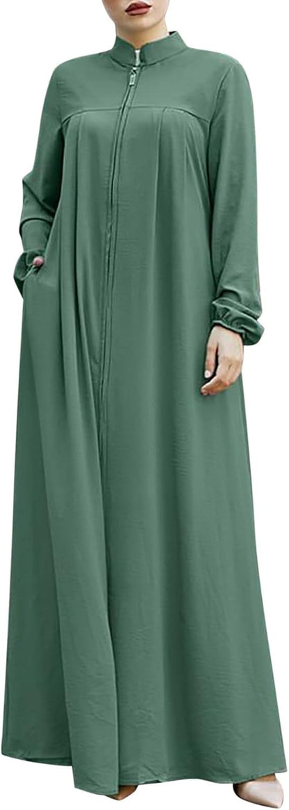 Women'S Chiffon Kaftan Abaya Dress Muslim Long Sleeve Self Tie Flowy Maxi Dress Abaya Casual Dress Dubai Outfits