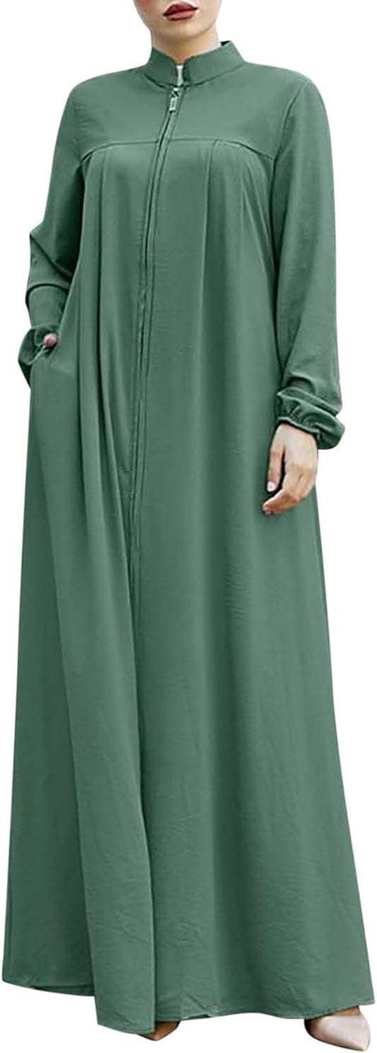 Women'S Chiffon Kaftan Abaya Dress Muslim Long Sleeve Self Tie Flowy Maxi Dress Abaya Casual Dress Dubai Outfits