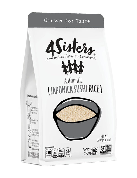 '- Authentic Short Grain Japonica Sushi Rice - Sustainably Grown - Women Owned - Farm to Table - 2Lb