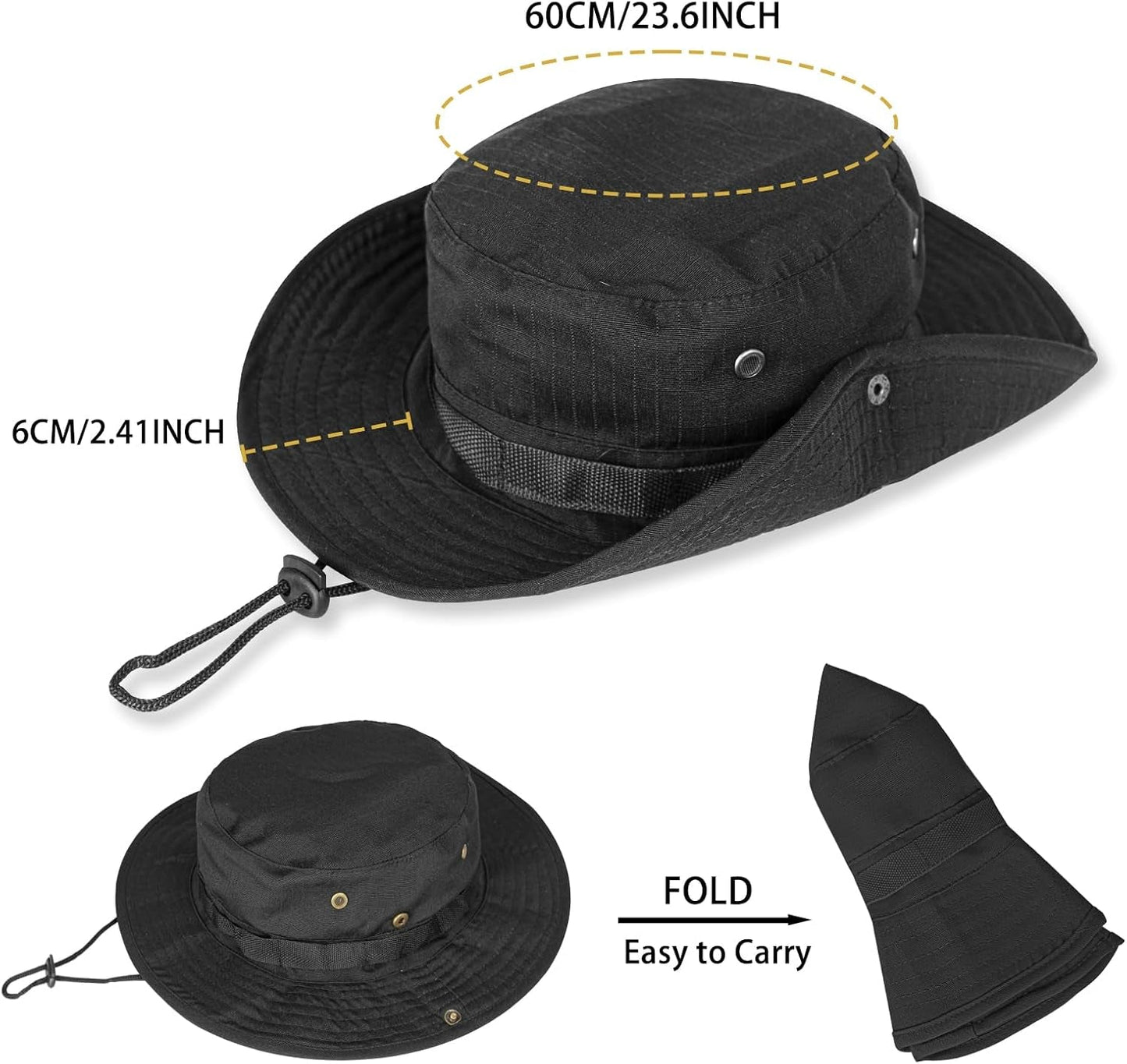 Sun Hats for Men Women Boonie Hat UPF 50+ Bucket Hat Wide Brim UV Protection Fishing Hiking Safari Outdoor Hats