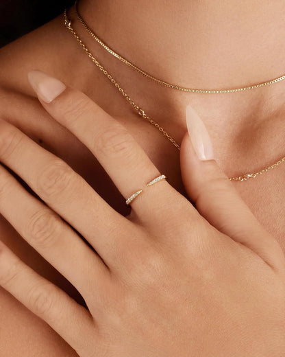 18K Gold Plated Open Eternity Ring | Cubic Zirconia Stacking Bands for Women | Dainty Stackable Rings for Women