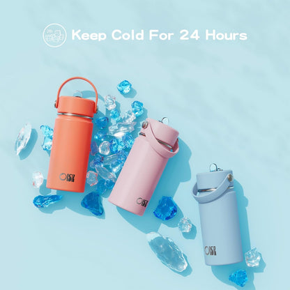 Kids Water Bottle with Straw Lid 14Oz, Vacuum Insulated 316 Stainless Steel Water Bottles for Kids for School, Leakproof Water Bottle, BPA Free and Keep Cold for 24 Hours