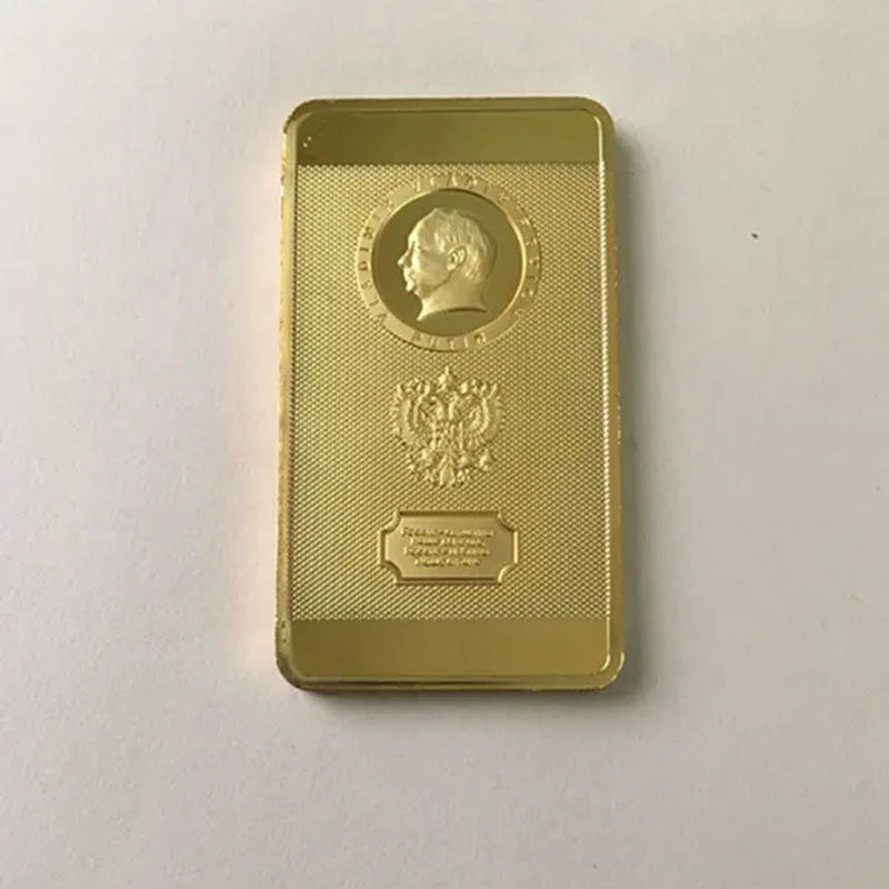 2 Pcs the Putin Coin 24K Real Gold Plated Badge 50 X 28 Mm Souvenir Bullion Bar Coin