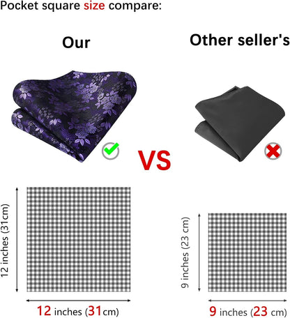 Ties for Men Floral Tie Handkerchief Cufflinks Set Formal Flower Classic Mens Necktie & Pocket Square Wedding