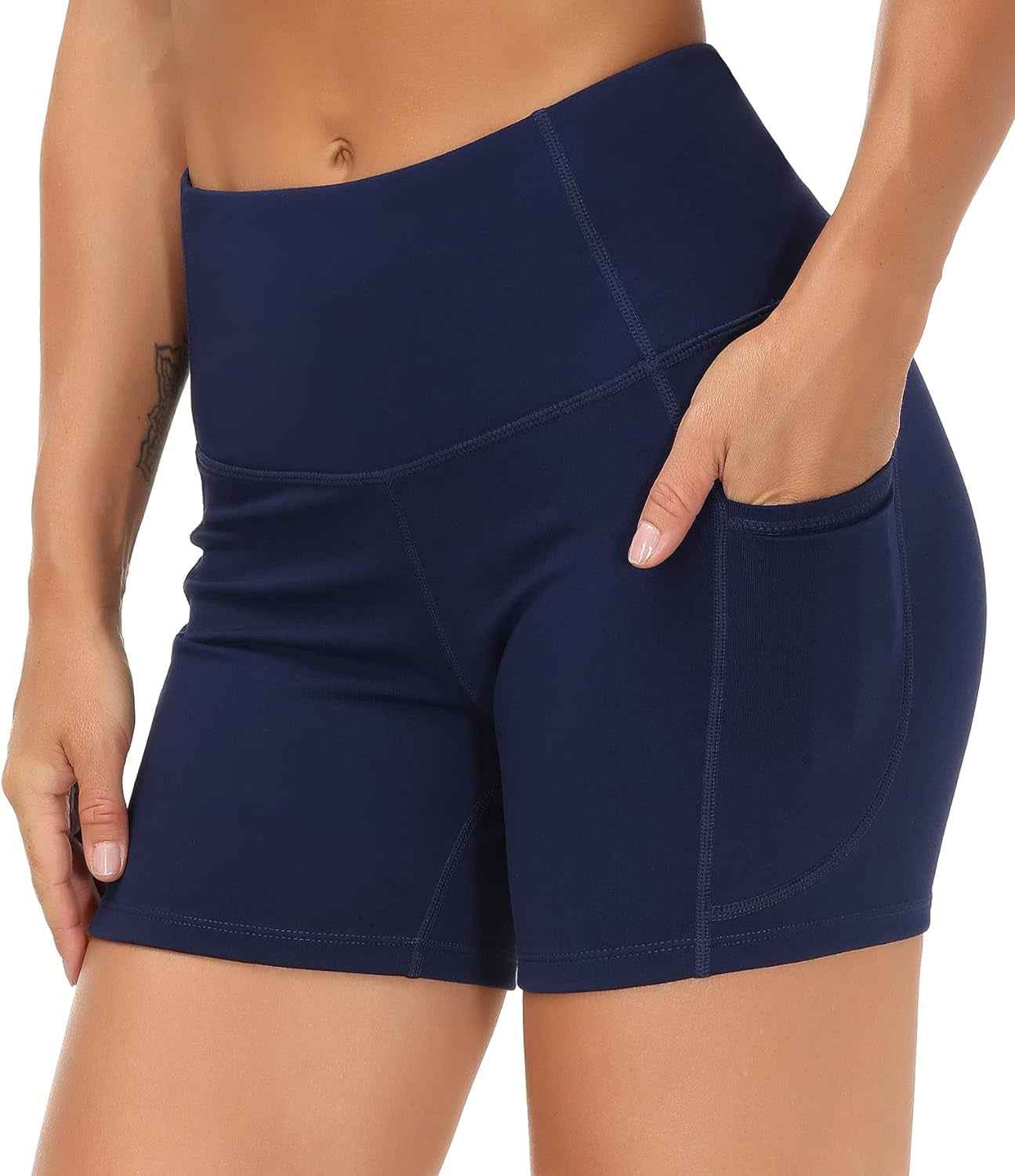 Women'S High Waist Workout Shorts Breathable Dolphin Split Elastic Lounge Yoga Shorts