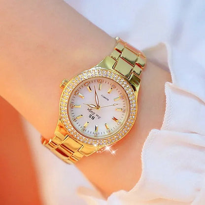 Luxury BS Ladies Wrist Watches Women Crystal Diamond Stainless Steel Watches