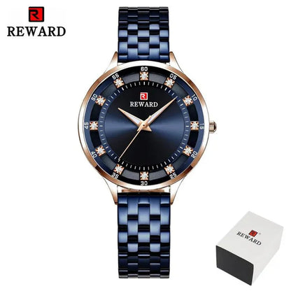 REWARD Fashion Quartz Watch Luxury Waterproof Anti-Scratch Wristwatches Timepiece Stainless Steel Wrist Watches for Women
