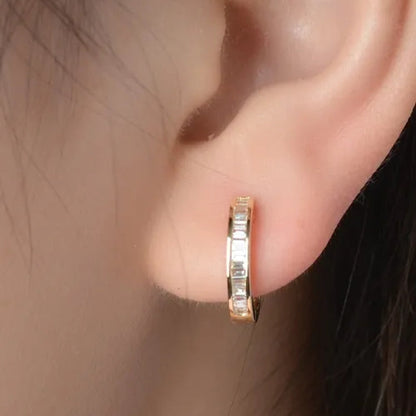 Women Glamorous 18K Gold Plated Micro Cube Diamond Dailywear Earrings Wedding Engagement Party Ear Stud Jewelry