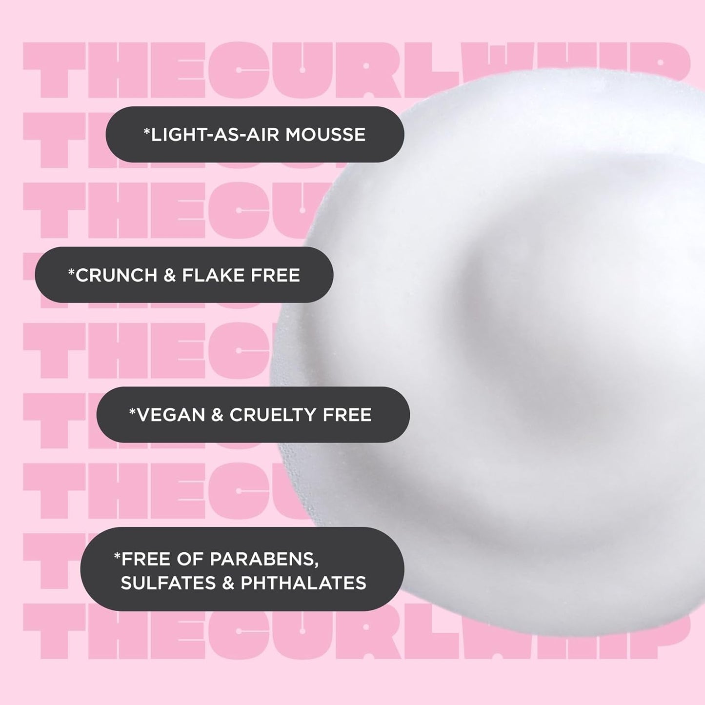 Whipped Curl Defining & Volumizing Mousse – Aloe Vera Vitamin E for Flexible Hold - Vegan No Heat Curls Wavy Curly Hair Sulfate Cruelty Free Products for Women