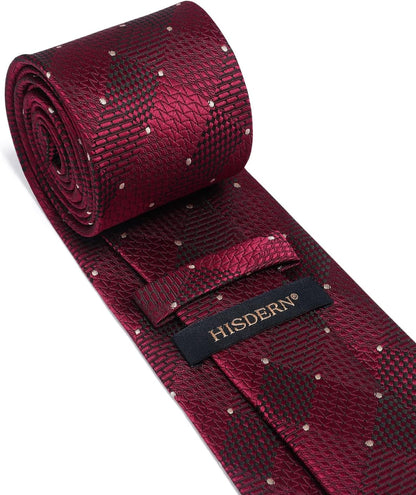 Ties for Men Silk Extra Long Tie and Pocket Square Classic Plaid Checkered 63 Inches Men'S Neckties Business