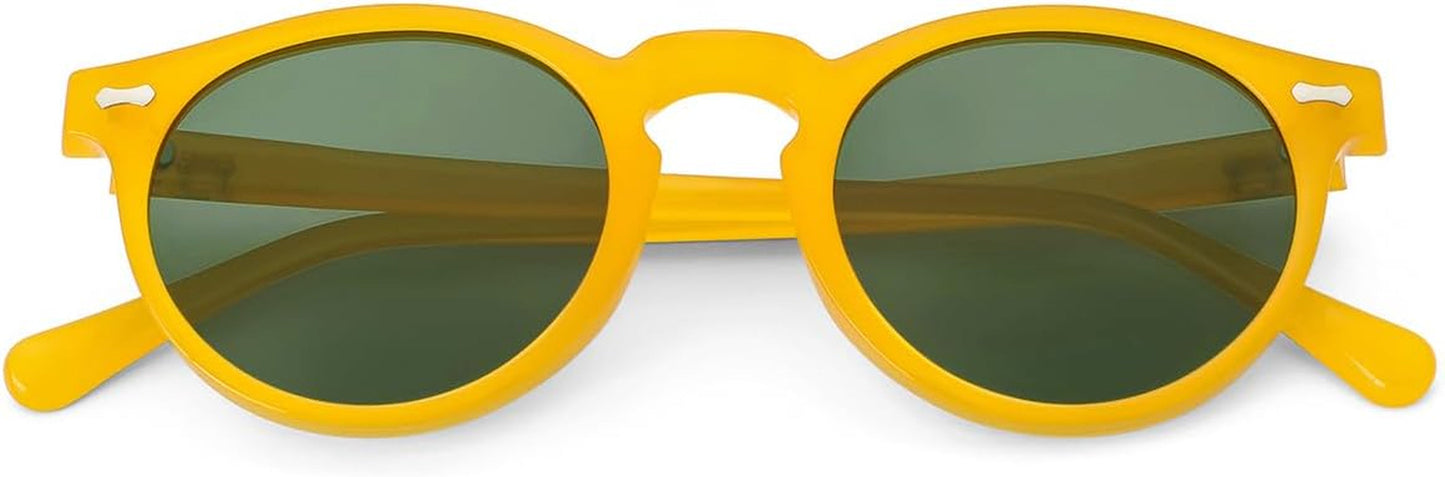 Vintage Polarized Sunglasses for Men round Sunglasses UV400 Protection Retro Hand-Crafted Acetate Frame