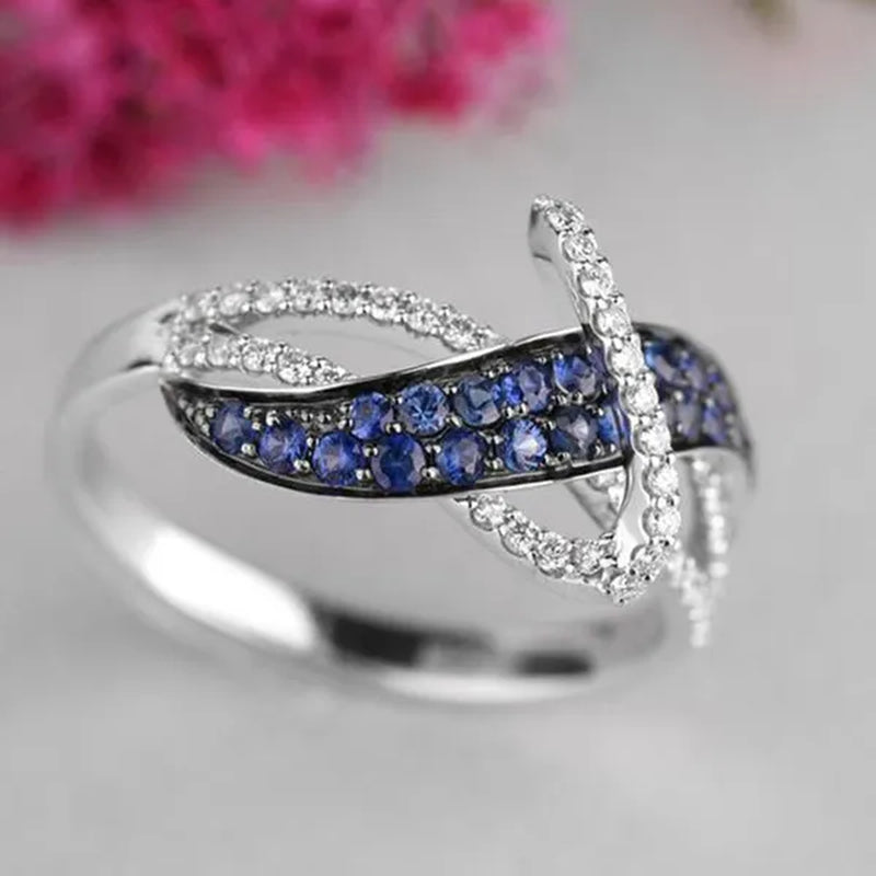 Women'S Fashion Rings Exquisite Silver-Plated Blue Gemstone Ring Noble Women Diamond Engagement Wedding Birthday Cocktail Ring Beautiful Charming Valentine'S Day Gift Proposal Ring Size 5-11