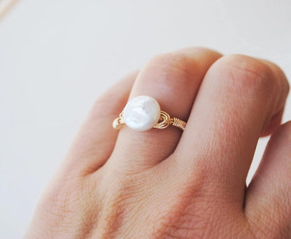 Pearl Ring Freshwater Coin (Gold-Filled, 7)