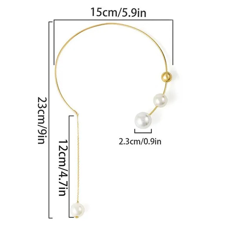 1Pcs Pearl Choker Necklace Elegant Big White Imitation Pearl Choker Necklace Clavicle Chain Fashion Necklace for Women Wedding Jewelry Collar