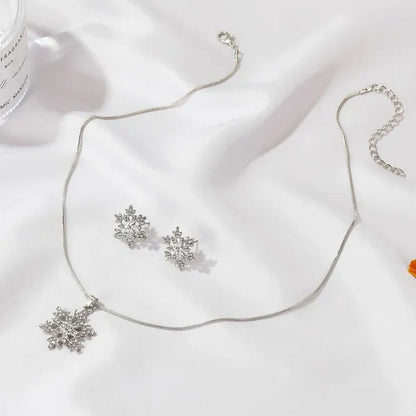 3 Pcs/set Snowflake Necklace Earrings Christmas Luxury Jewelry Set Accessories Christmas Valentine's Party Gifts 2021 New
