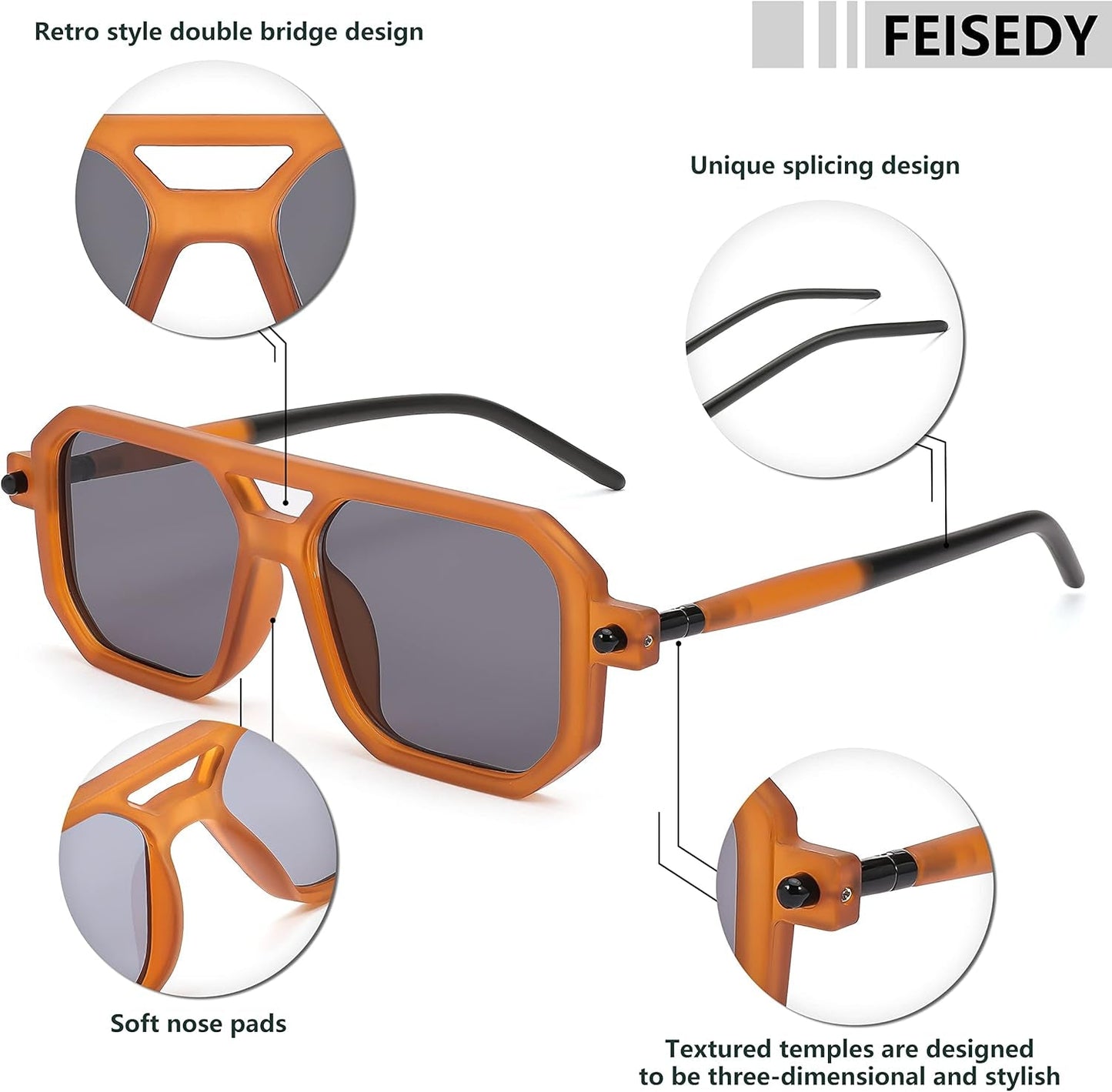 Vintage Square 70S Flat Aviator Sunglasses Women Men Classic Retro Stylish Frame UV400 Sunglasses B2622