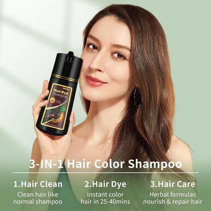 Dark Brown Hair Dye Shampoo 3 in 1 for Gray Coverage, Instant Natural Hair Color Shampoo Para Canas Mujer, Semi-Permanent Shampoo Hair Dye Gifts for Men Women Dad Mom 500Ml