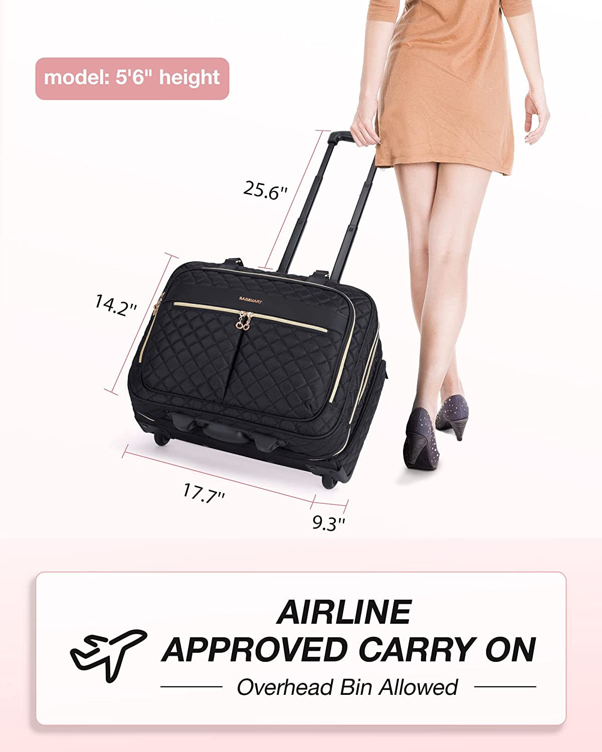 Rolling Laptop Bag Women, Briefcase for 17.3 Inch with Wheels Computer Case Work Travel Business