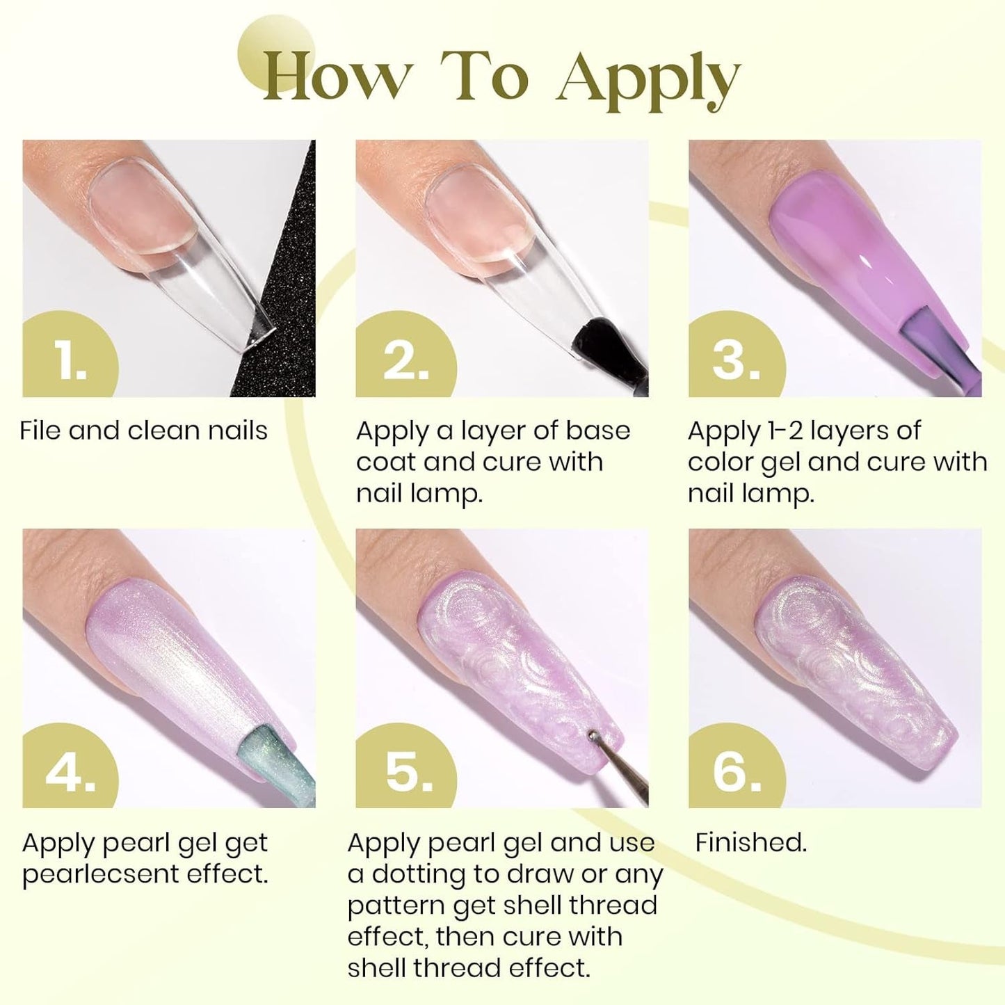 Pearl Top Coat Gel Nail Polish, Mermaid Glitter Nail Gel Polish 2-IN-1 Shiny Shell Thread Drawing Soak off UV LED Nail Gel for Nail Salon Home DIY Manicure 1PC 10Ml