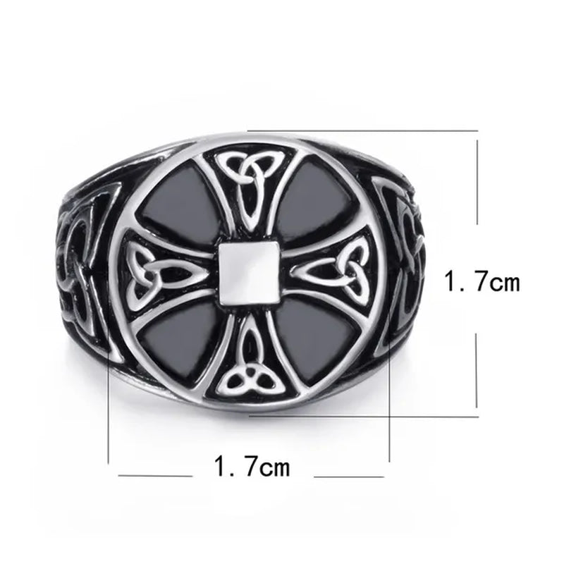 Ring for Men Celtic Cross Pattern Knot Viking Thor Scandinavian Stainless Steel Size 7-14