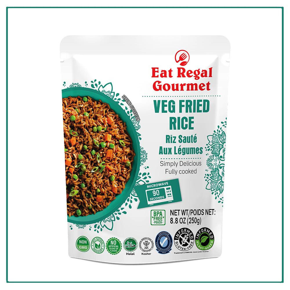 Veg Fried Rice Microwavable Rice Pack of 6, 8.8Oz Instant Rice Ready in 90 Seconds - Dinner Sides | Vegetable Rice | Ready to Eat | Prepared Foods | Side Dish | Flavored Rice