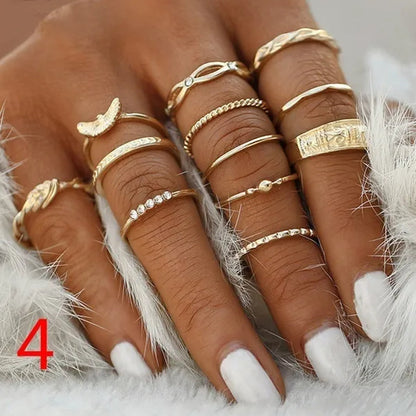10style Retro Beauty Avatar  Coin Cross Ring Set Pattern Love Fatima Palm   Ring Set for Women