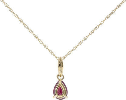 Women'S 10K Yellow Gold Mozambique Genuine Ruby Pendant with Diamonds (Pear-Cut) Shaped Ruby (QA0269P-BY)