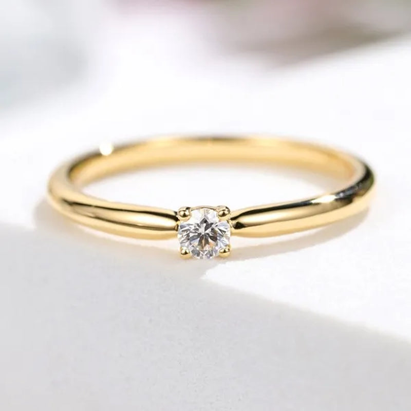 Women Fashion Cute 18k gold platedand 925 Sterling Silver Small Diamond Gemstone Rings Wedding Engagement Party Ring Jewelry
