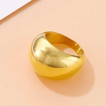 Stainless Steel Fat Dome Style Classic Simple Plain Wedding Statement Pinky Ring
