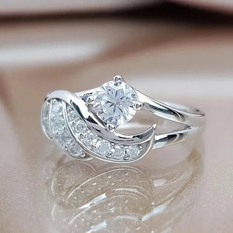 New Sapphire Angel Wings Charming Diamond Princess Ring Romantic Bride Proposal Eternity Ring Anniversary Christmas Gift for Girlfriend Mother's Day Gift Jewelry Size 5-11