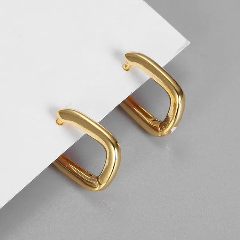 Small Gold Plated Oval Hoop Earrings Hypoallergenic Gold Huggie Earrings for Women, Silver Gold U Shaped Small Hoop Earrings