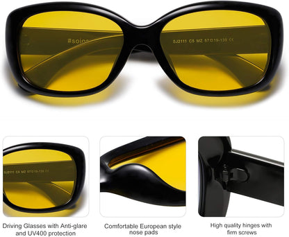 Vintage Square Sunglasses for Women Polarized UV Protection Havana Frame