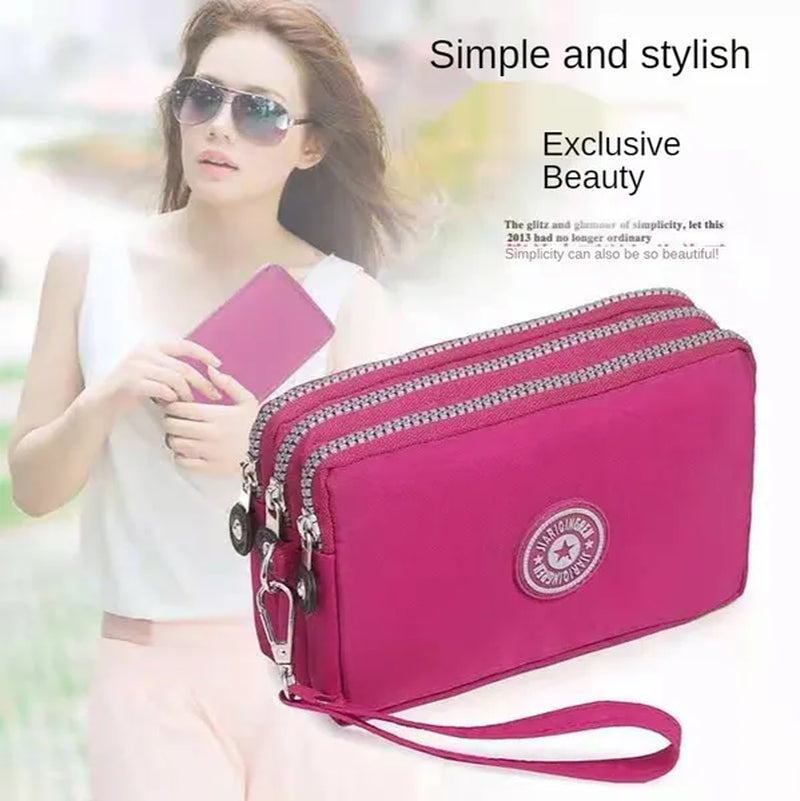 Fashion Women Wallet Credit Card Key Phone Holder Zipper Purses and Handbags Designer Wristlet Waterproof Nylon Clutch Bag Coin Purse