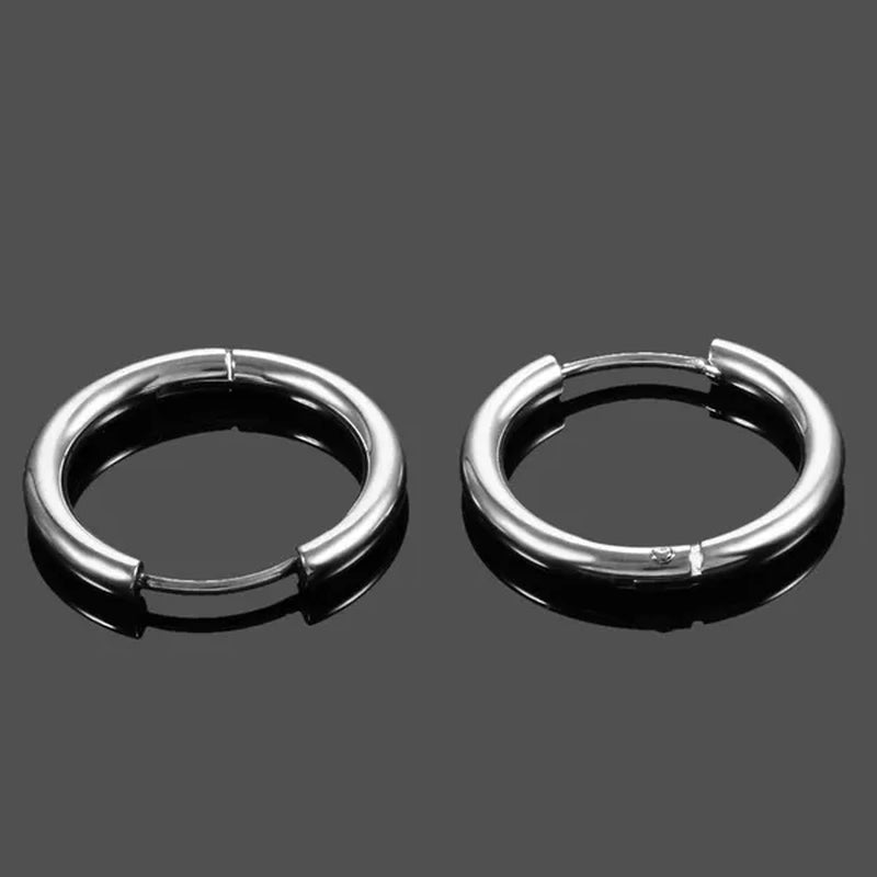 High Quality 1 Pair 8-20Mm Small Hoop Earrings Silver Color Circle Hoop Earring for Women Men Ear Rings Clip Huggie Earrings