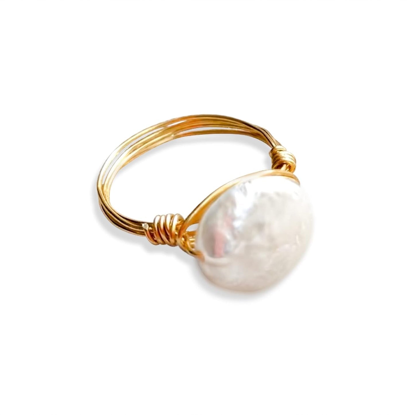 Pearl Ring Freshwater Coin (Gold-Filled, 7)