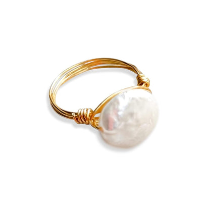 Pearl Ring Freshwater Coin (Gold-Filled, 7)