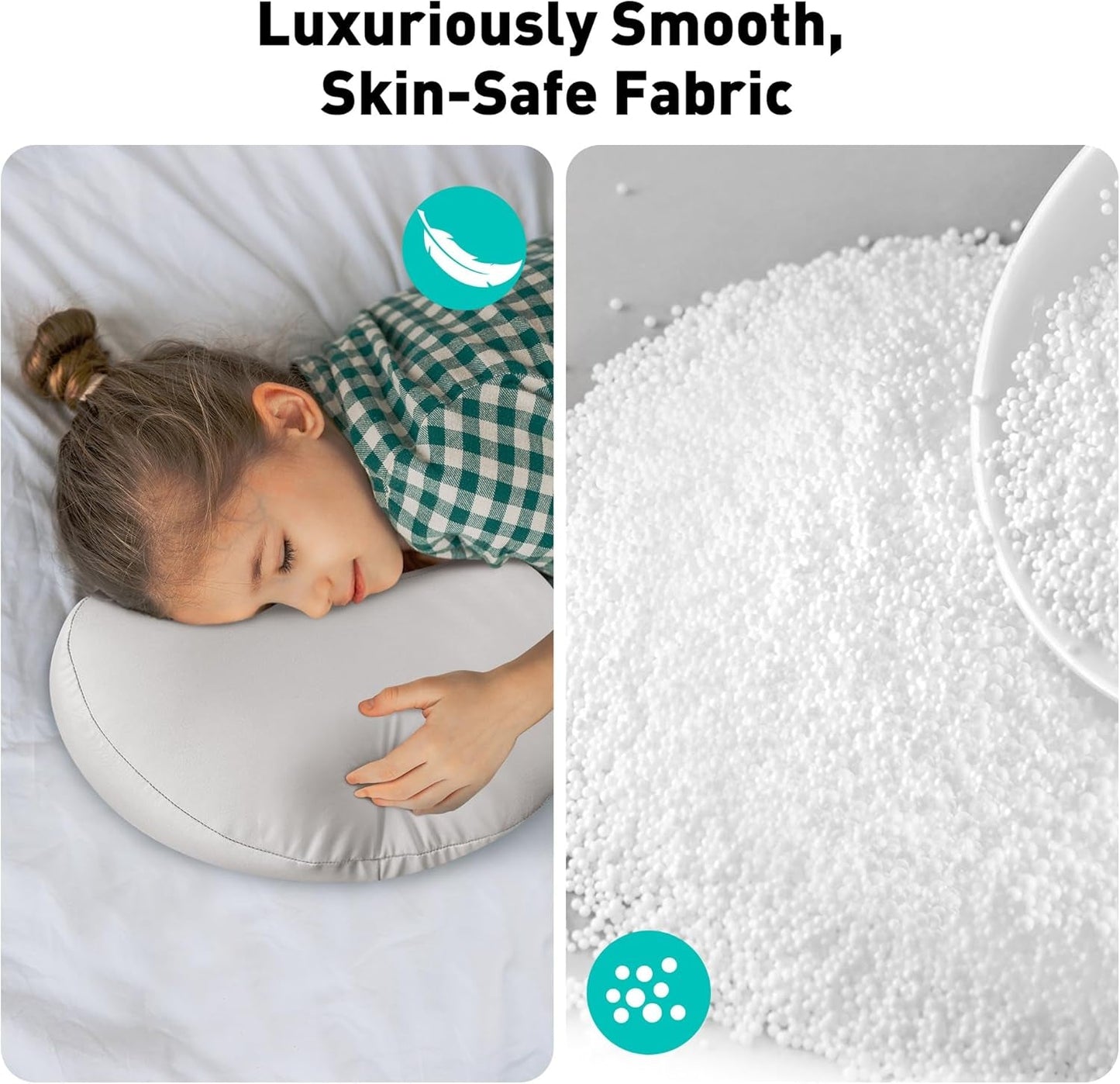 Pillow Phone Holder for Bed, 360° Bed Phone Holder Laying Down, Hands-Free Iphone Stand for Bed/Sofa/Lap, Compatible W/ 4.7"-7.0" Cell Phones, Flexible Dual Arm with Microbead Cushion