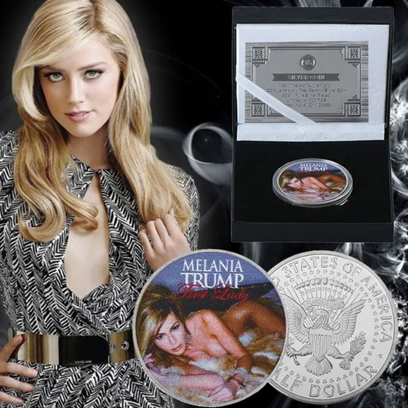 Art Craft Silver Foil Plated Melaniya Model round Coin with Souvenir Gift