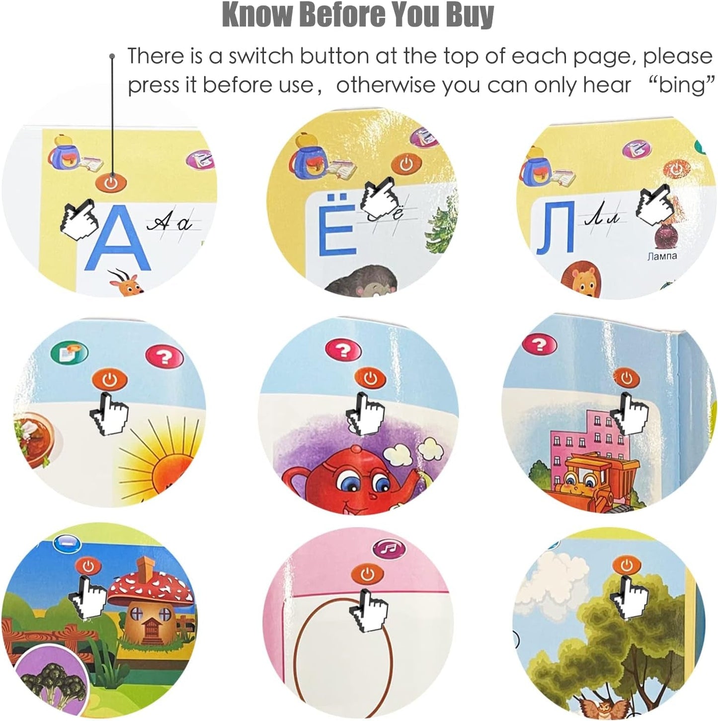 Russian Alphabet Letters Toys for Kids,Electronic Interactive Alphabet Books in Russian,Letters & Words & Music Russian Language Learning Toys for Kids 3 Ages+