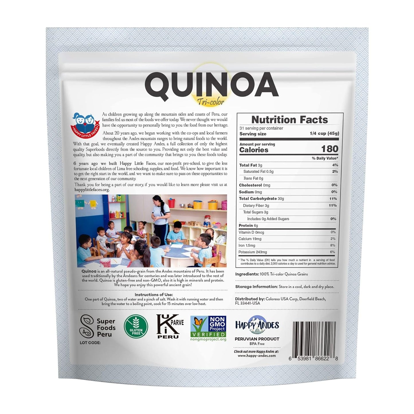 Tri-Color Quinoa Non GMO & Gluten, Whole Grain Rice Substitute, Ready to Cook Food for Oats & Seeds Recipes, Healthy Meal with Vitamins and Protein, 48 Oz