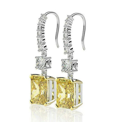 Fashion Bridal Wedding Earrings Hook Yellow Topaz Drop Earrings for Women Fine Jewelry Gift